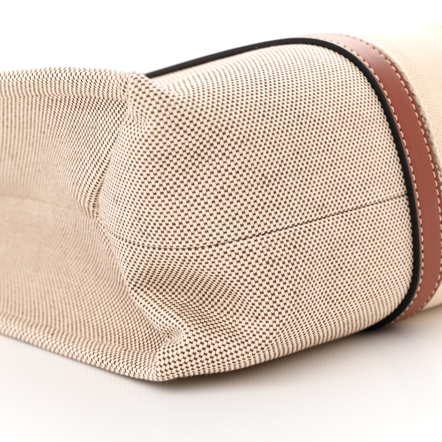 Chloe Cotton Calfskin Large Woody Ribbon Tote White Brown 9 of 10
