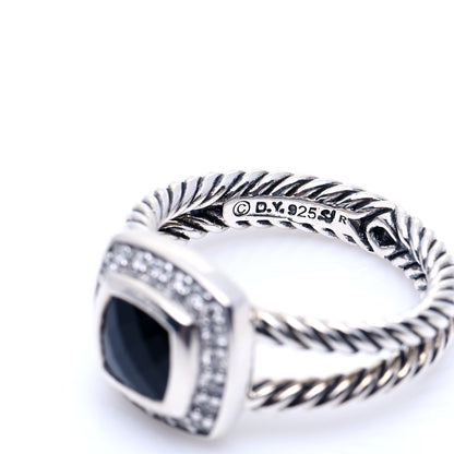 David Yurman Sterling Silver Diamond Black Onyx 7mm Petite Albion Ring 52 6 6 of 7