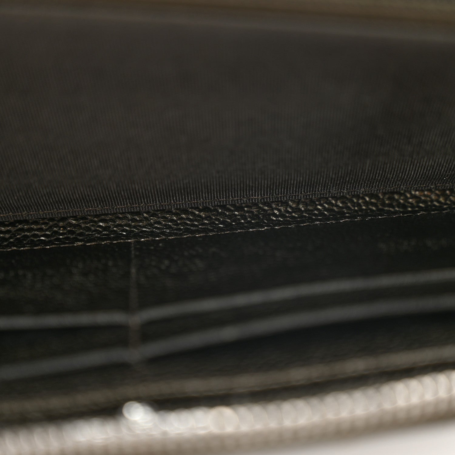 Chanel Metallic Caviar Quilted Large Gusset Zip Around Wallet Dark Charcoal 6 of 12