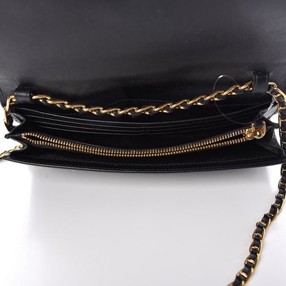 Prada Saffiano Metal Oro Chain Wallet Black 5 of 14