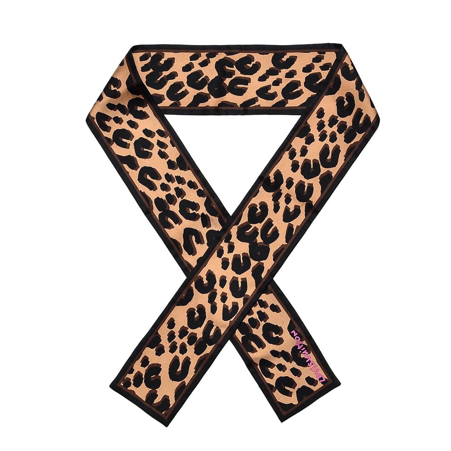 Silk Leopard Bandeau Scarf Marron