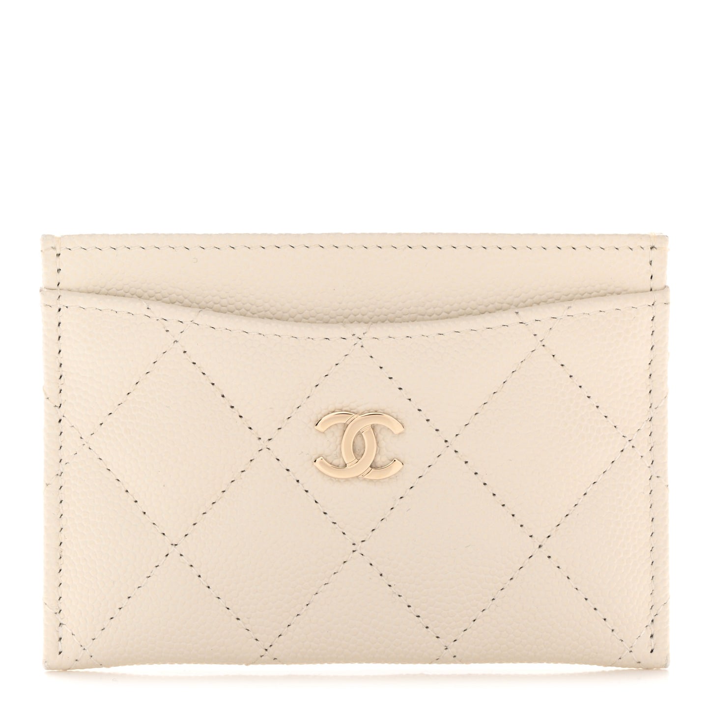 Caviar Quilted Card Holder White