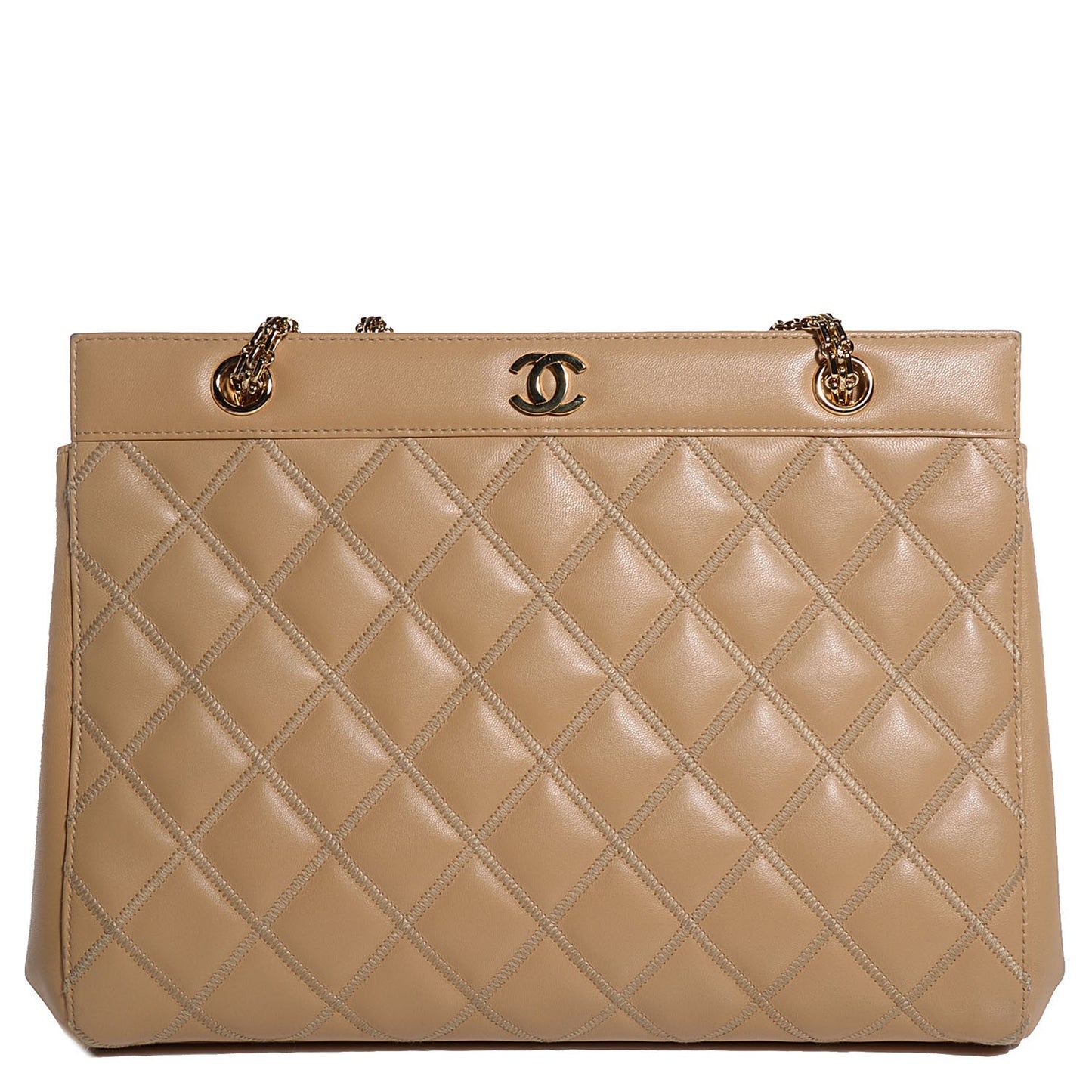 Lambskin Quilted Shoulder Bag Beige