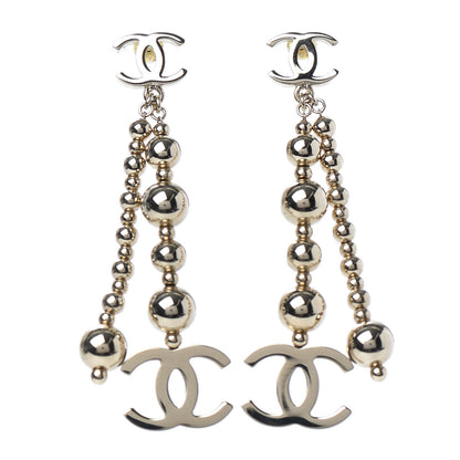 Chanel Metal CC Bead Drop Earrings Gold 1 of 4