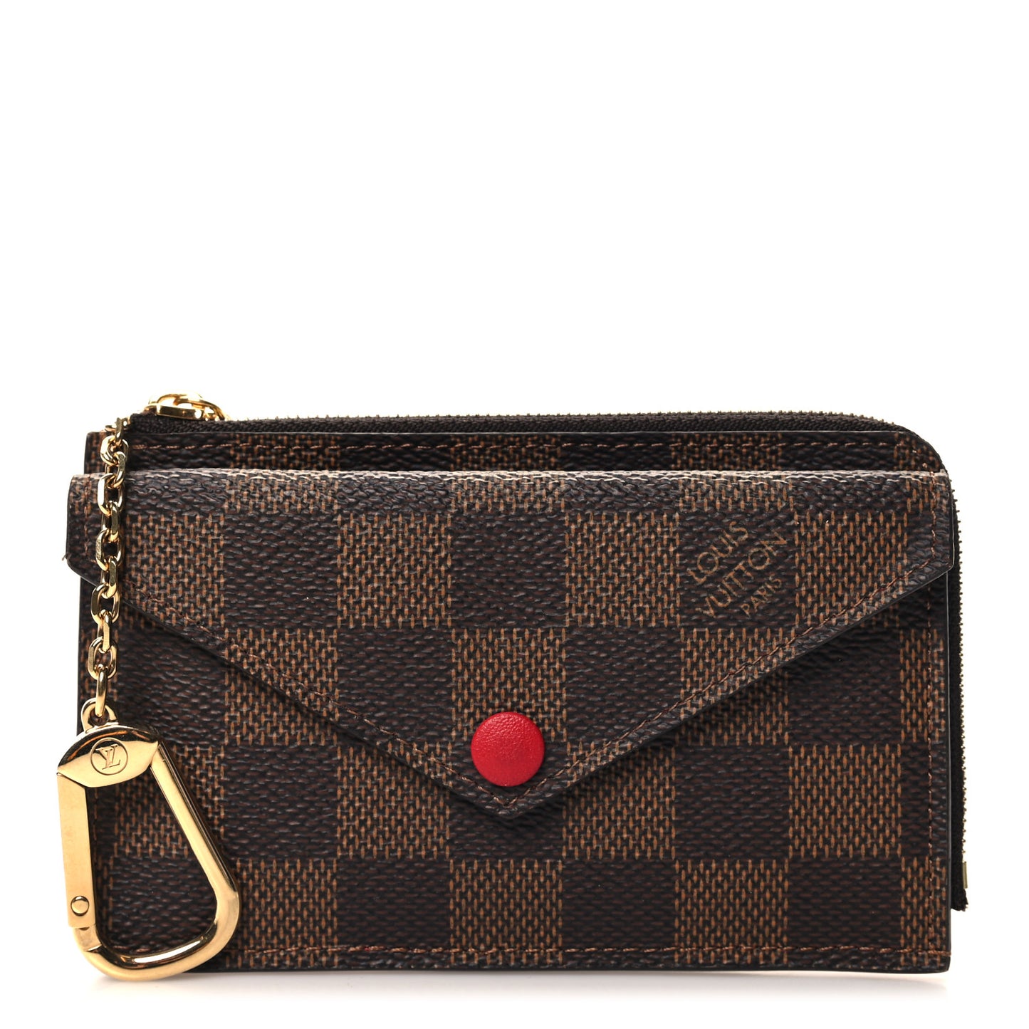 Damier Ebene Recto Verso Card Holder Red