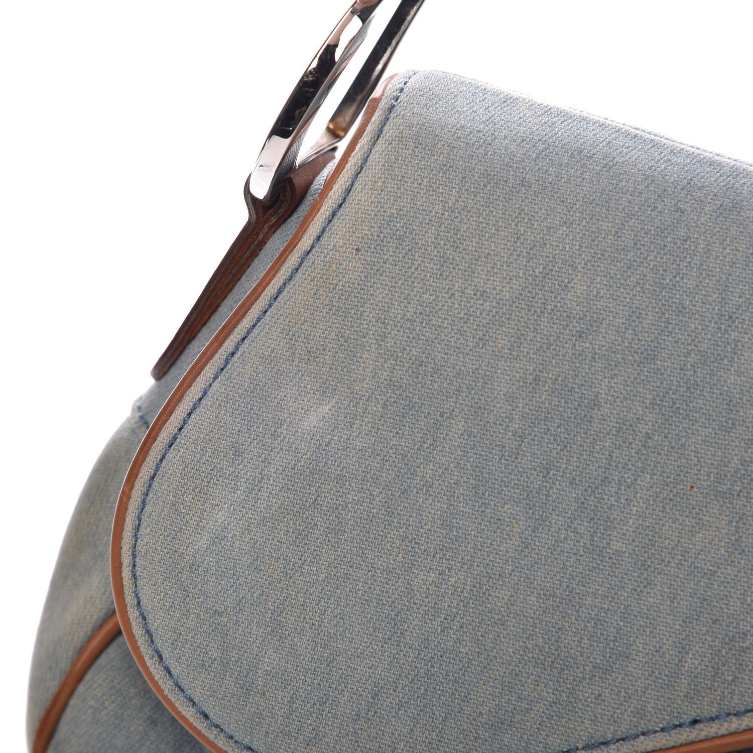Christian Dior Denim Calfskin Saddle Bag Blue 8 of 12