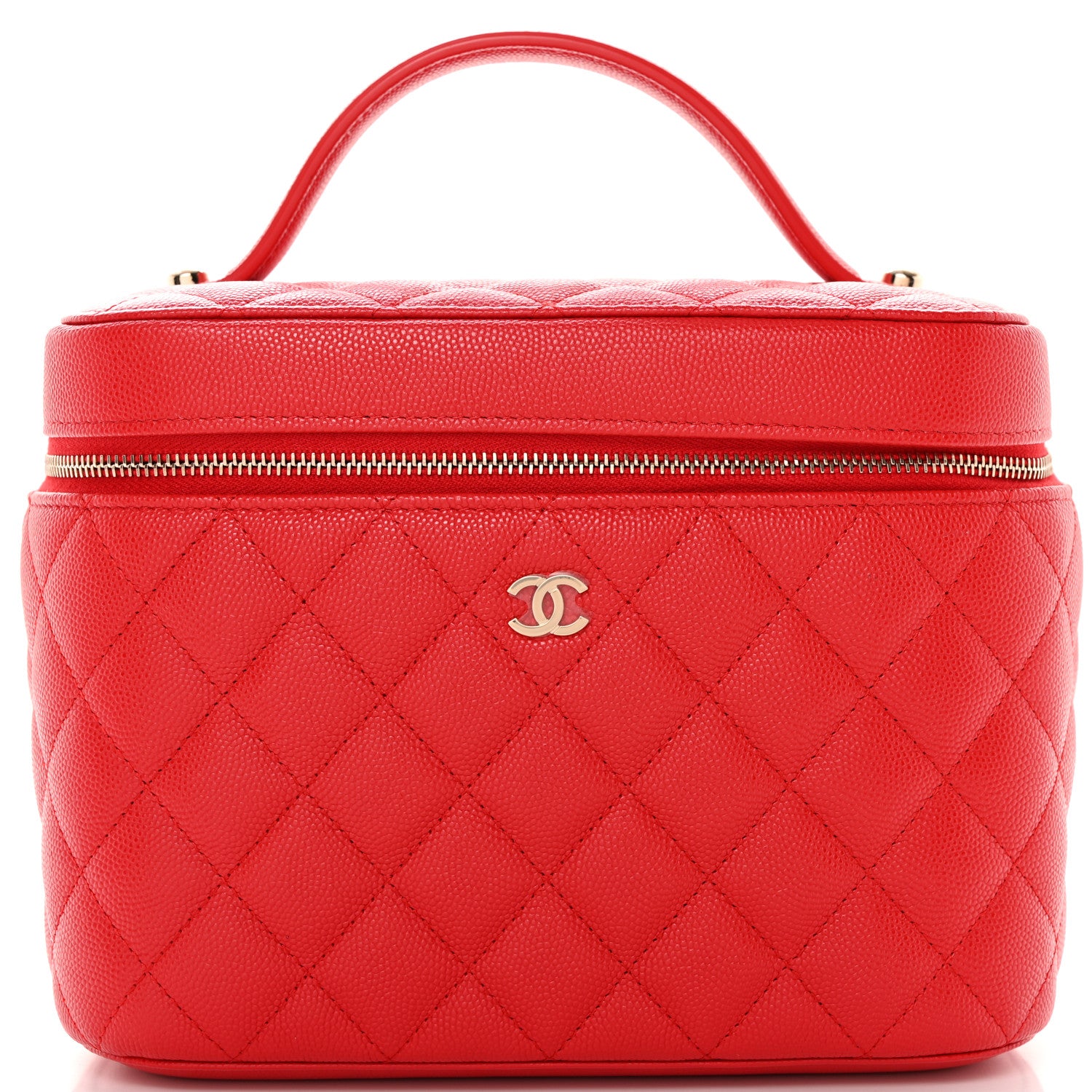 Chanel Caviar Quilted Large Vanity Pouch Red 8 of 11