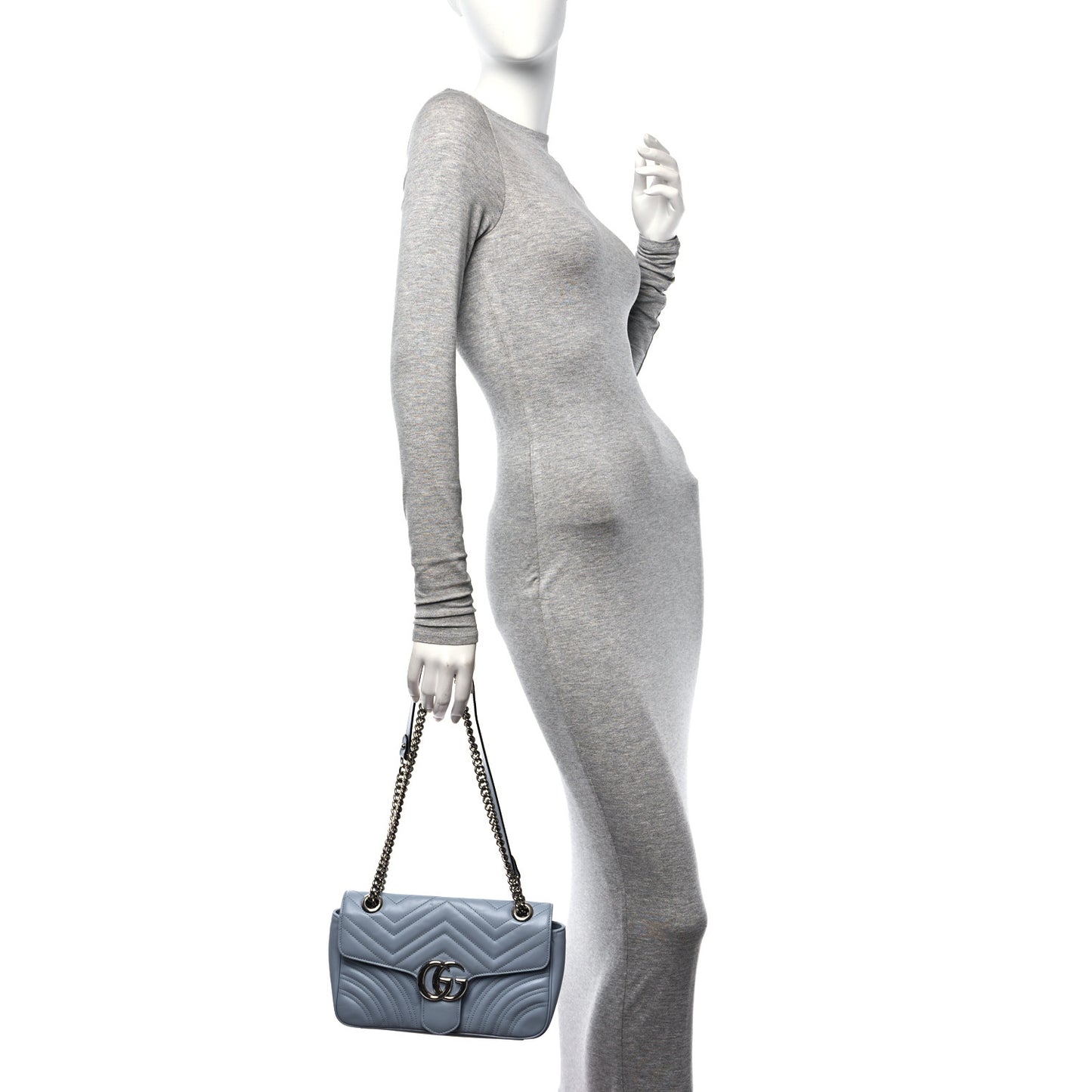 Calfskin Matelasse Small GG Marmont Shoulder Bag Porcelain Light Blue