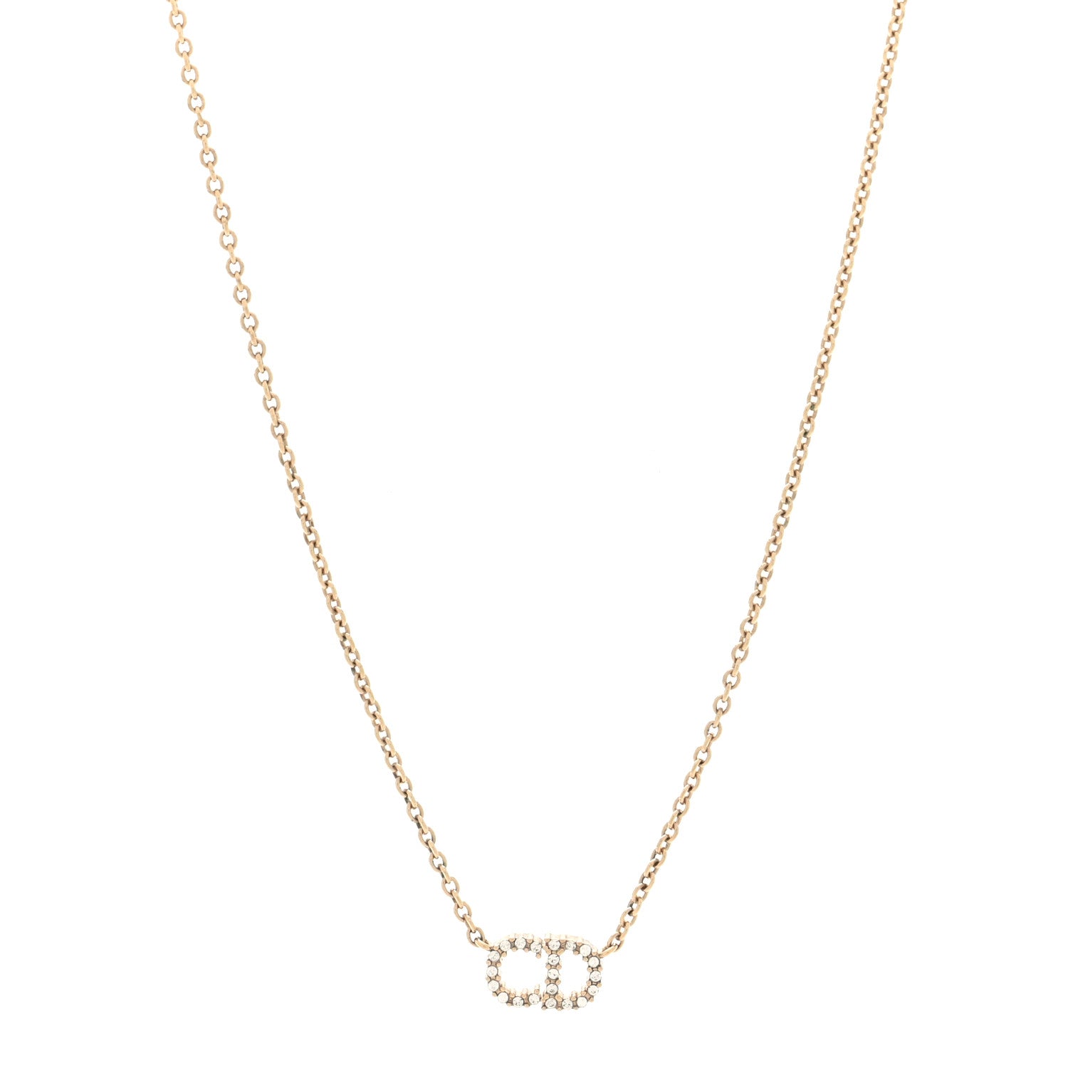 Christian Dior Metal Crystal Clair D Lune Necklace Gold 1 of 4