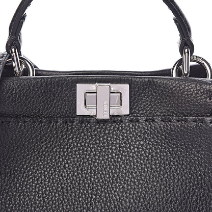 Fendi Cuoio Romano Selleria Bi-Color Mini Peekaboo Iconic Satchel Black Mou 8 of 10