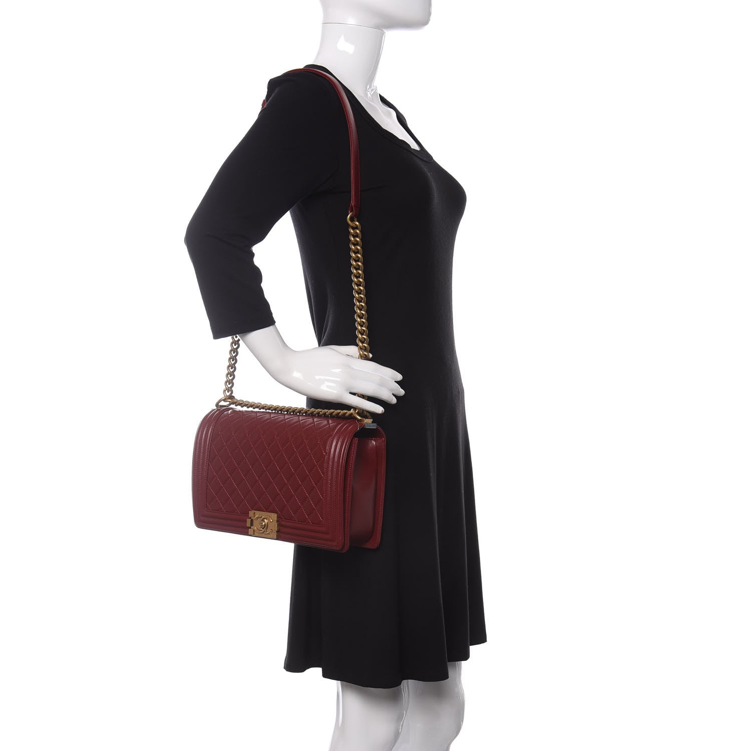 Chanel Lambskin Quilted New Medium Boy Flap Dark Red 2 of 11