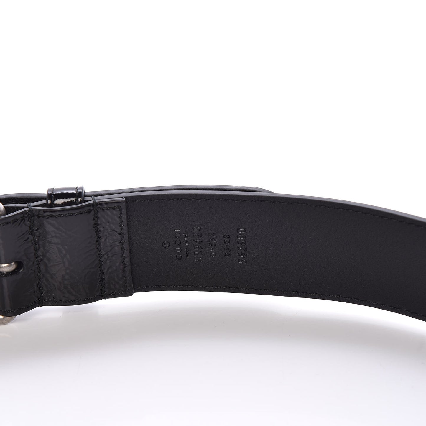 Patent Rubber Game Patch Logo Belt Bag 95 38 Black