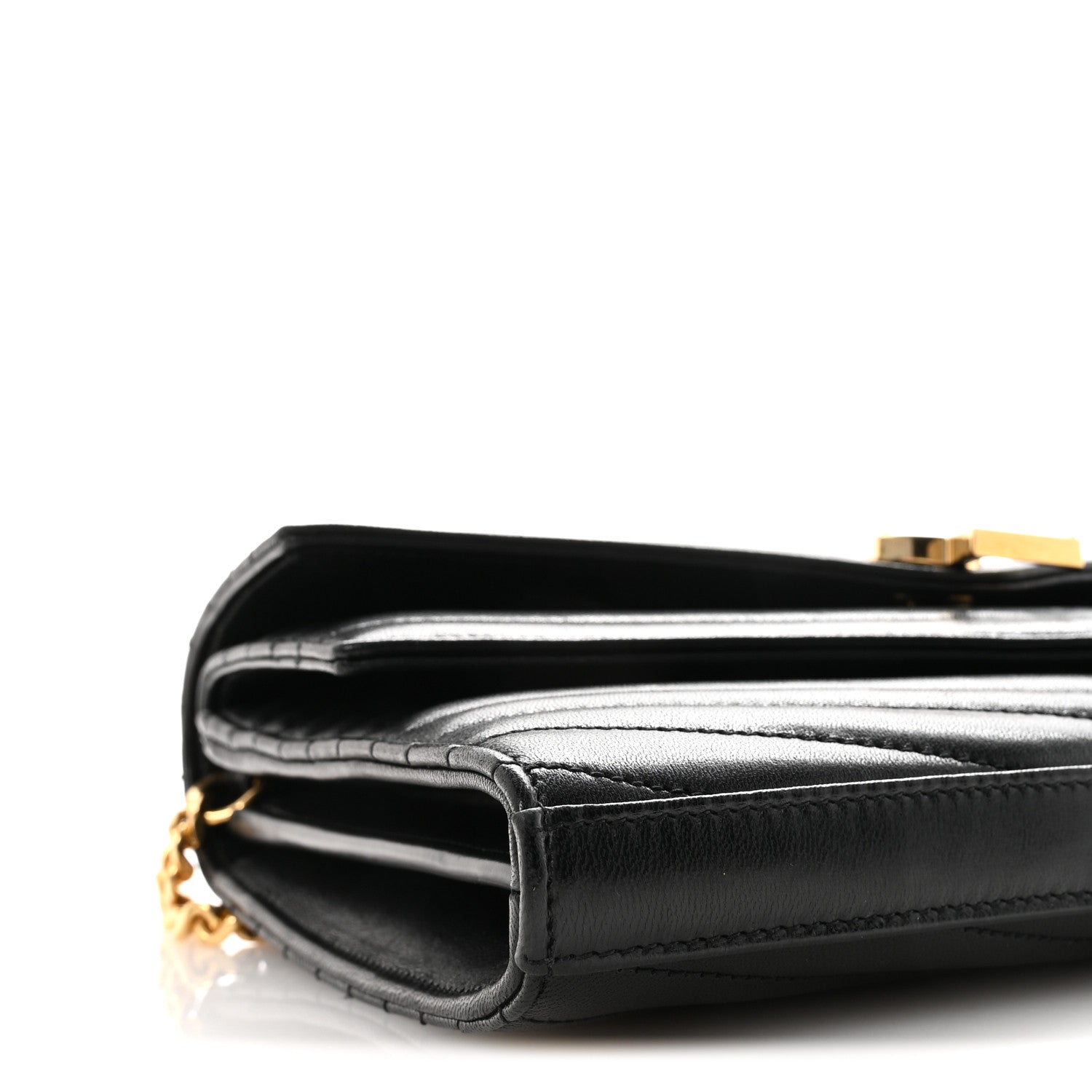 Saint Laurent Lambskin Matelasse Chevron Monogram Sulpice Chain Wallet Black 8 of 10