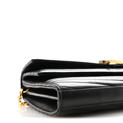 Saint Laurent Lambskin Matelasse Chevron Monogram Sulpice Chain Wallet Black 8 of 10