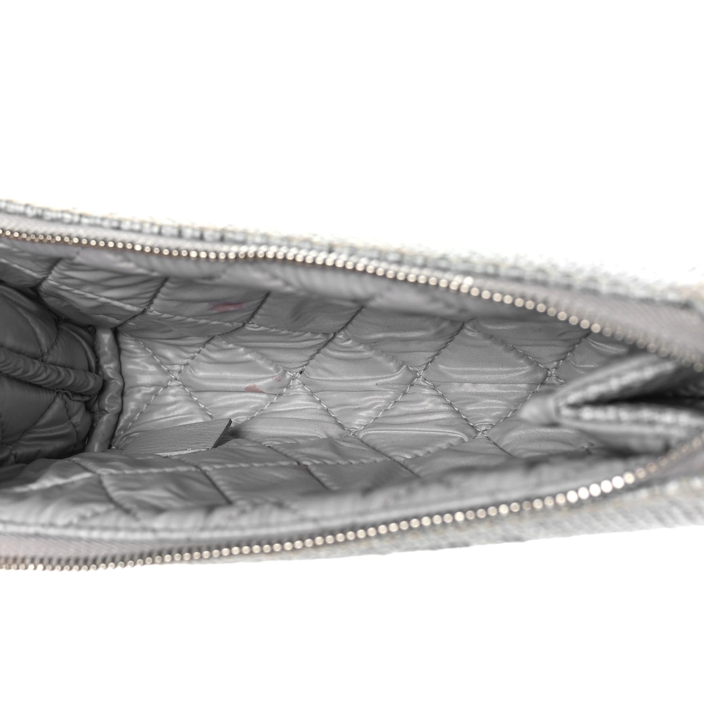 Woven Straw Raffia Deauville Cosmetic Pouch Grey
