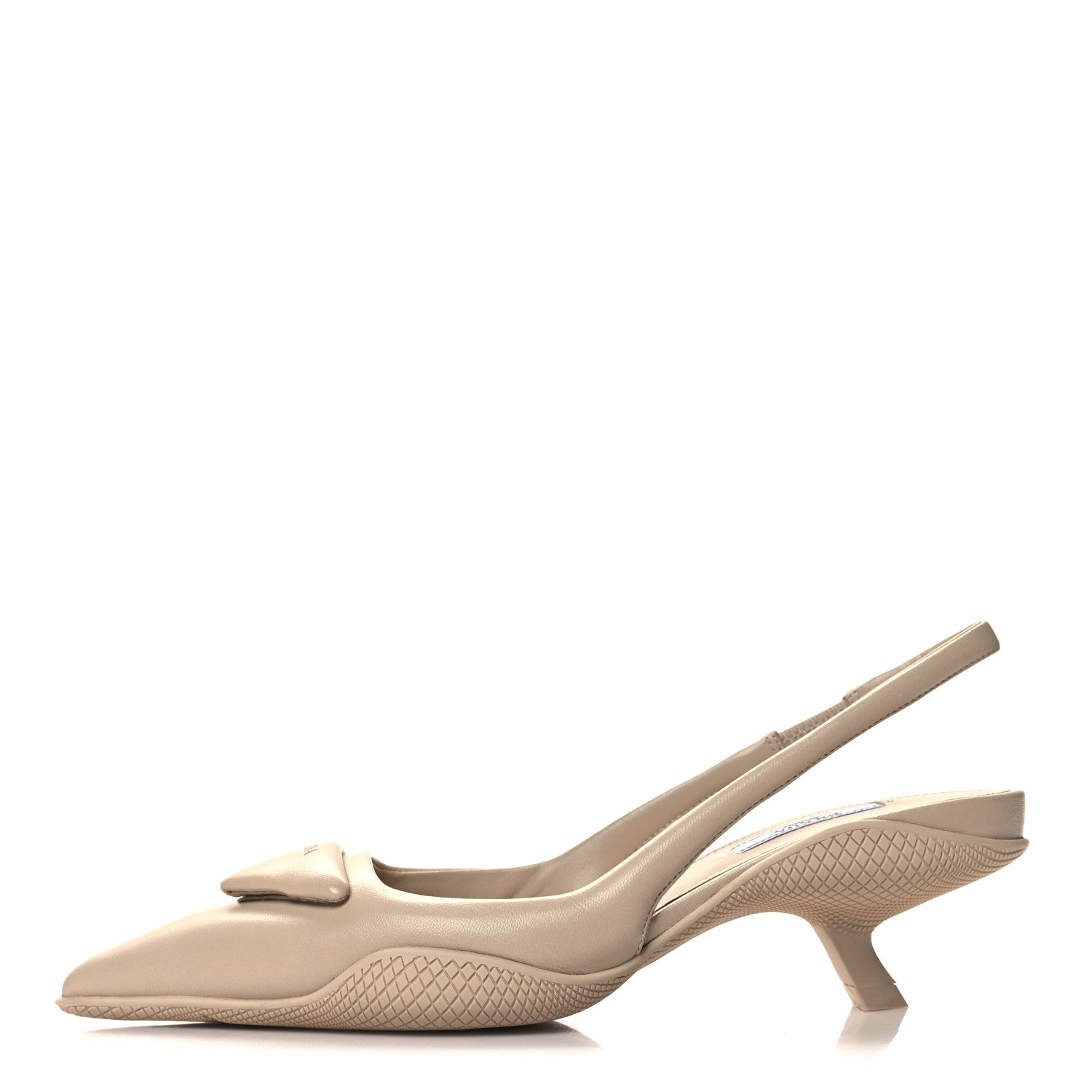 Prada Spazzolato Triangle Logo Pointed Toe 45mm Slingback Pumps 36 Deserto 1 of 9