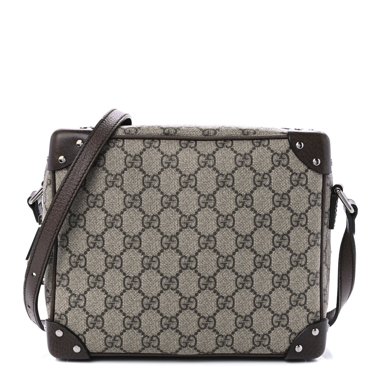 Gucci GG Supreme Monogram Textured Calfskin Square Messenger Bag Beige Ebony New Acero 1 of 10