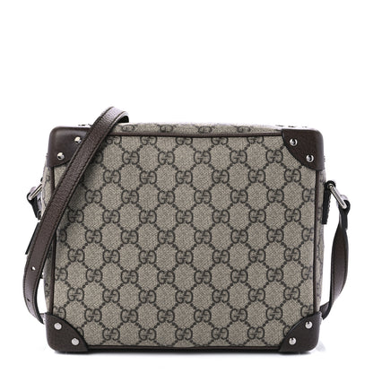 Gucci GG Supreme Monogram Textured Calfskin Square Messenger Bag Beige Ebony New Acero 1 of 10