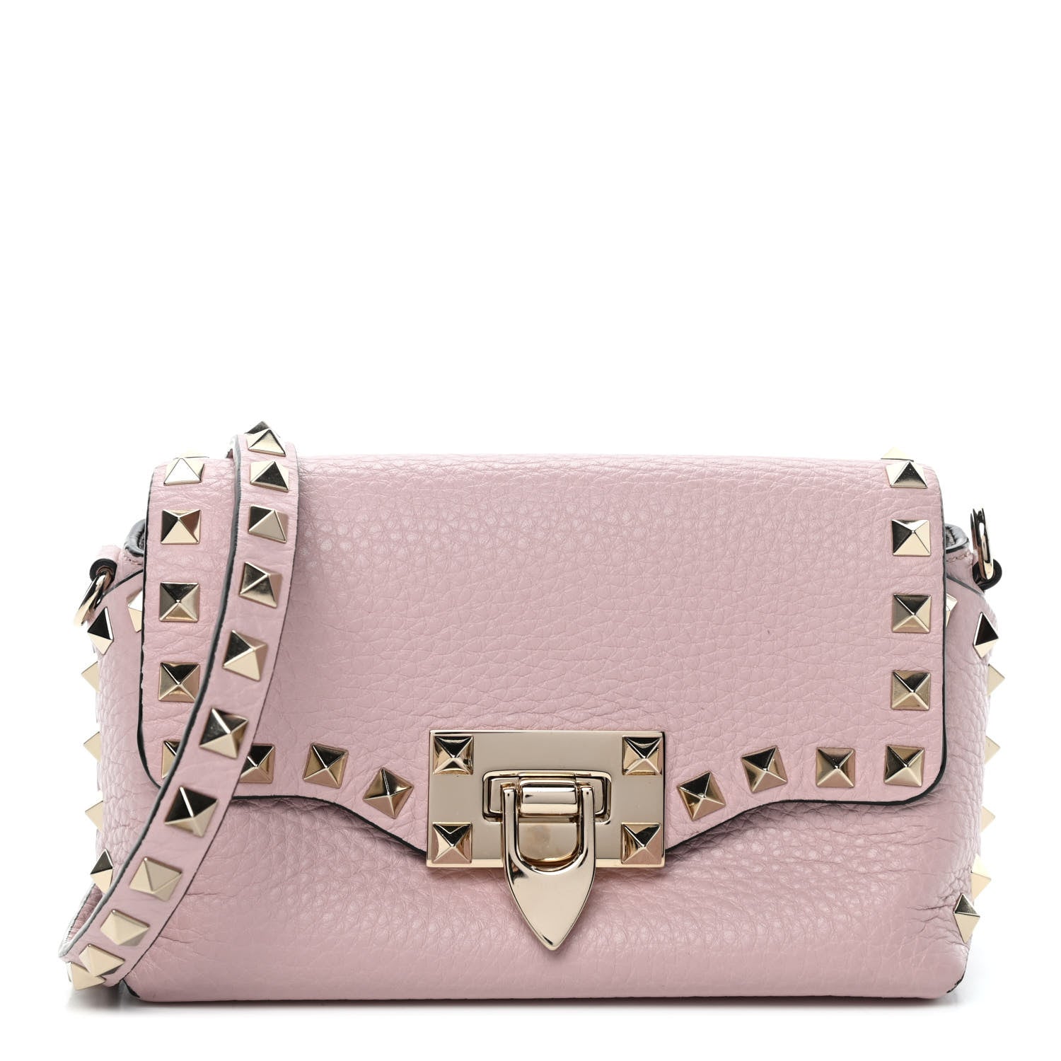 Valentino Garavani Pebbled Calfskin Mini Rockstud Crossbody Bag Water Rose 1 of 4