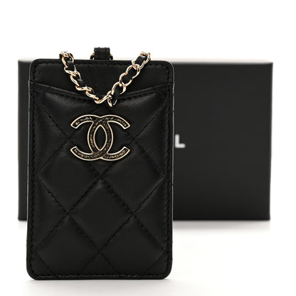 Chanel Lambskin Quilted Glitter Card Holder On Chain Black 8 of 8