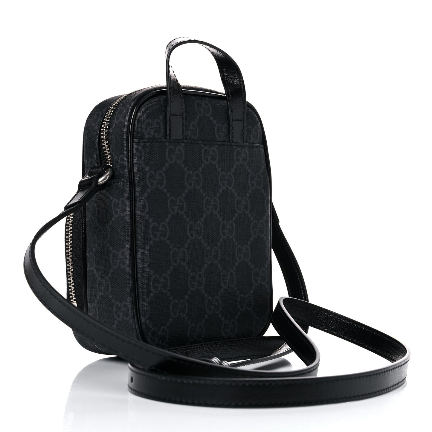 GG Supreme Monogram Azalea Calfskin Mini Retro Interlocking G Bag Black