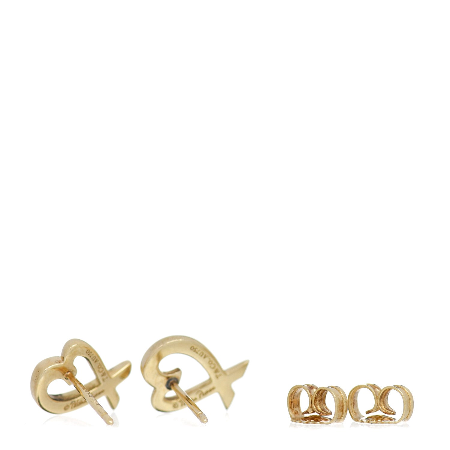 Tiffany 18K Yellow Gold Mini Paloma Picasso Loving Heart Earrings 3 of 4