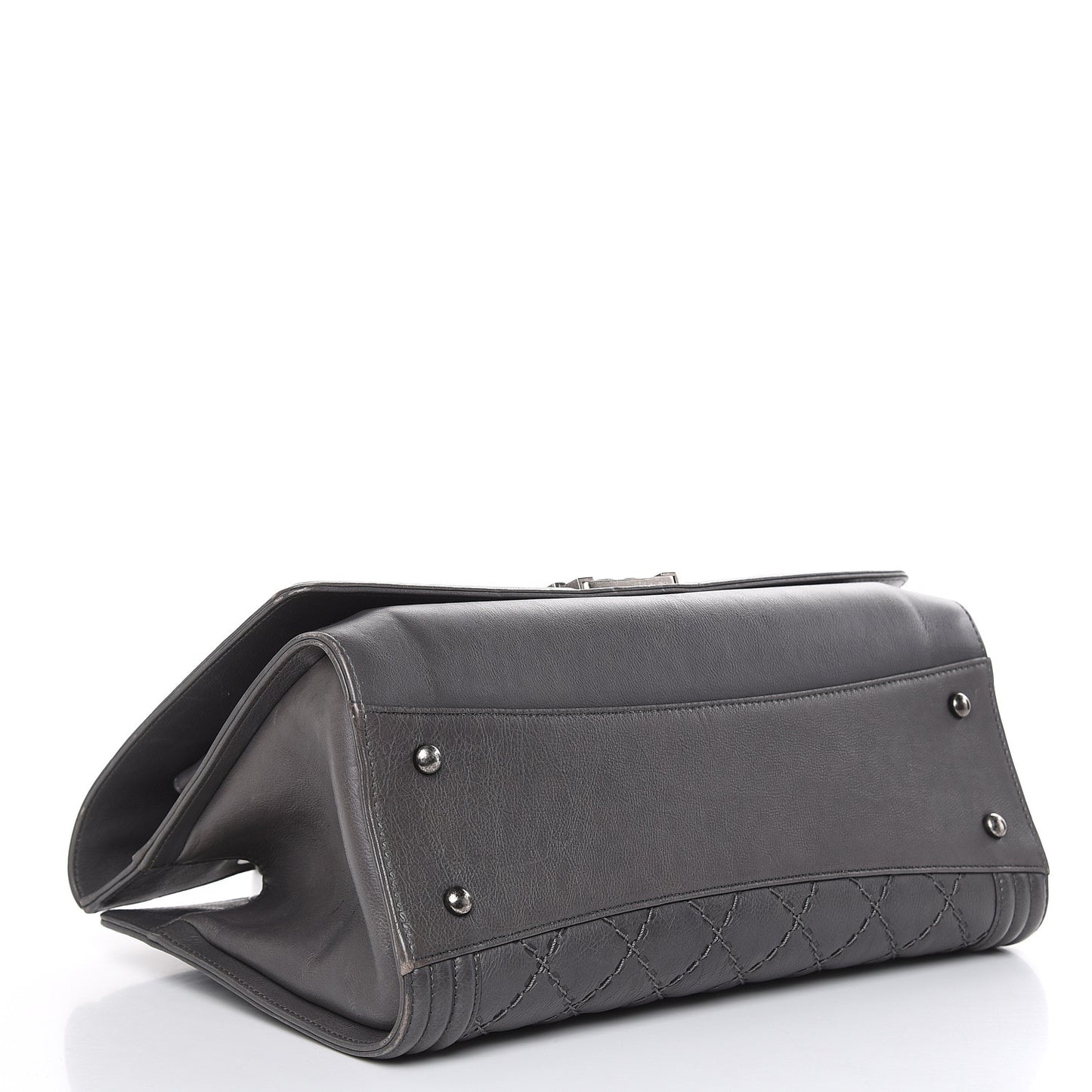 Calfskin Stitched Large Boy Shopping Tote Grey
