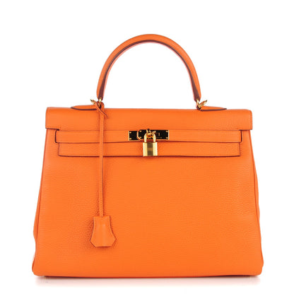 Hermes Taurillon Clemence Kelly Retourne 35 Orange 1 of 26