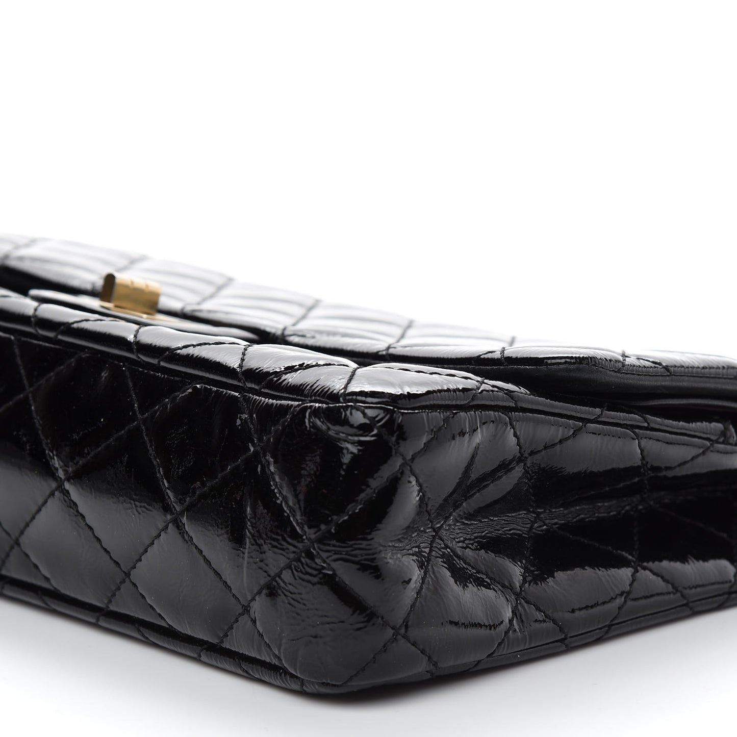 Distressed Patent Quilted 2.55 Reissue 227 Flap Black