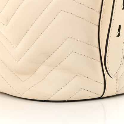 Gucci Calfskin Matelasse Sylvie Web GG Marmont Bucket Bag White 11 of 13