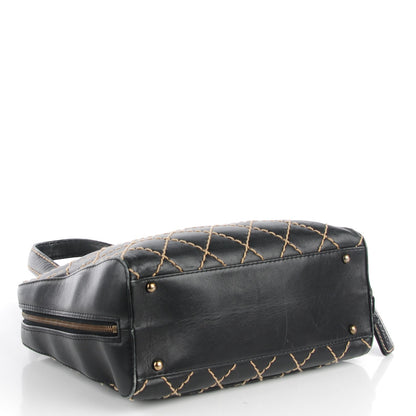 Chanel Leather Contrast Stitch Surpique Bowler Black 4 of 9