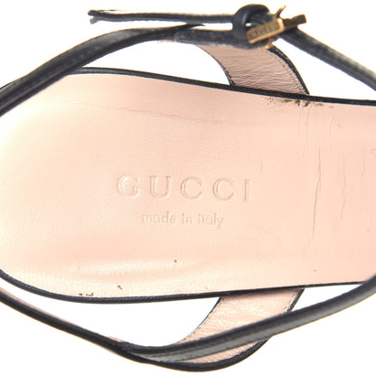 Gucci Lifford Calfskin GG Marmont Ankle Wrap 75mm Sandals 37.5 Black 9 of 9