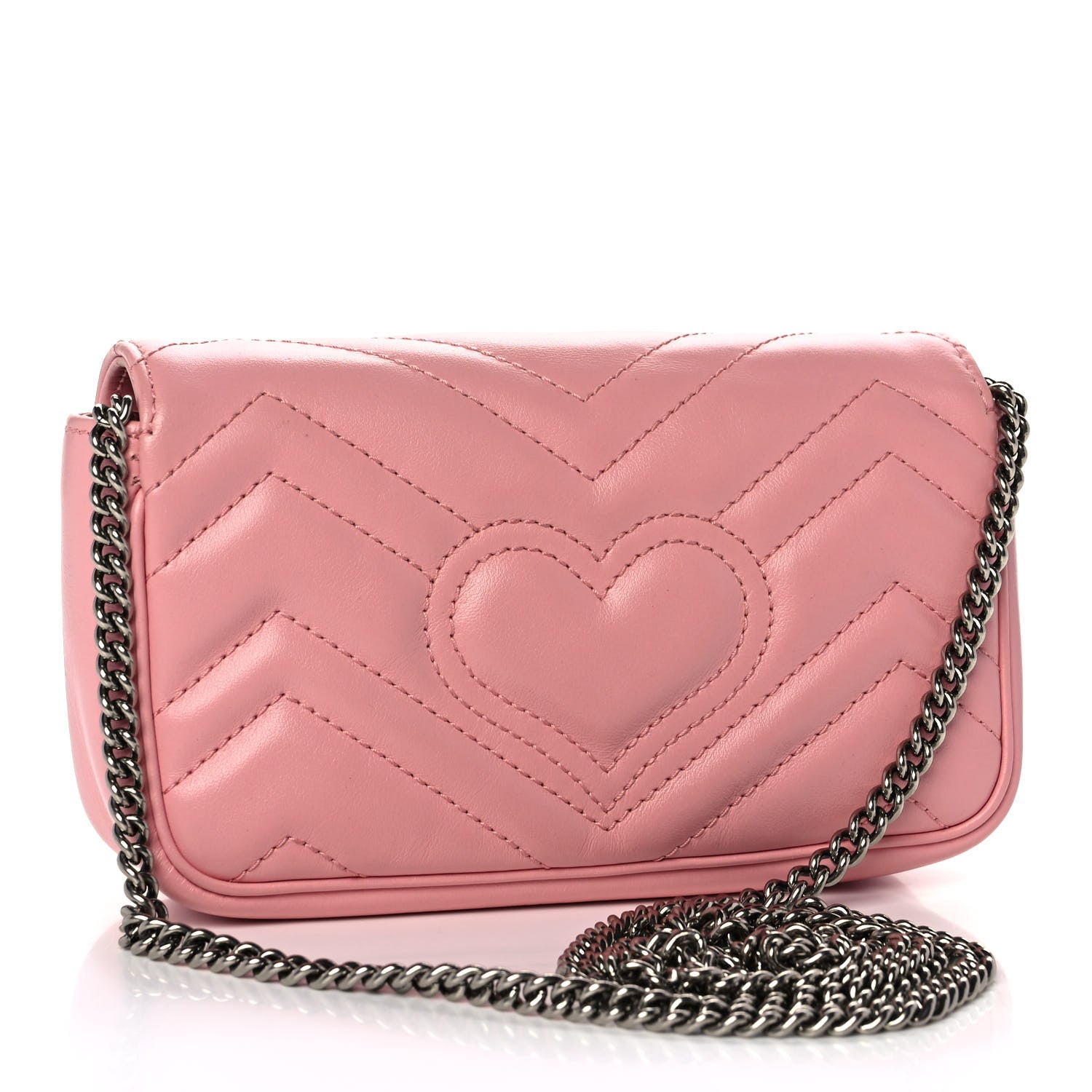 Gucci Calfskin Matelasse Super Mini GG Marmont Shoulder Bag Wild Rose 3 of 11