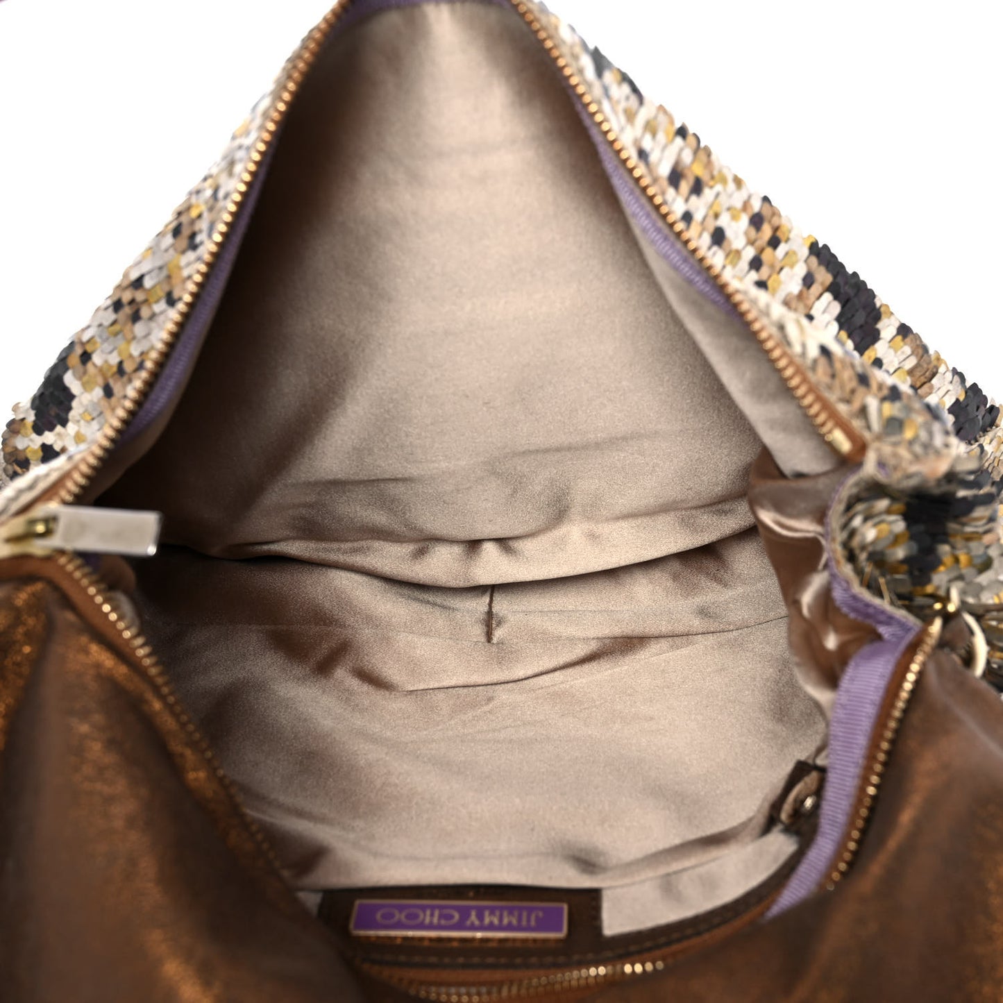 Silk Metallic Sequin Watersnake Carolina Chain Shoulder Bag Multicolor