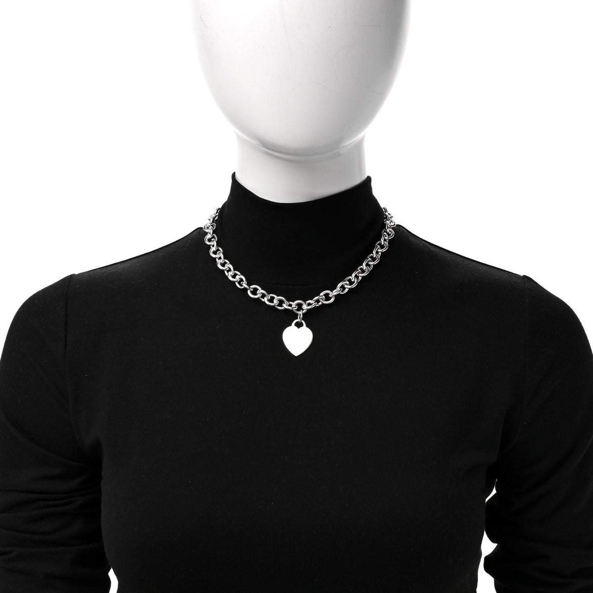 Sterling Silver Heart Tag Necklace