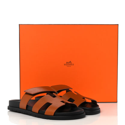 Hermes Calfskin Womens Chypre Sandals 40 Gold 9 of 9