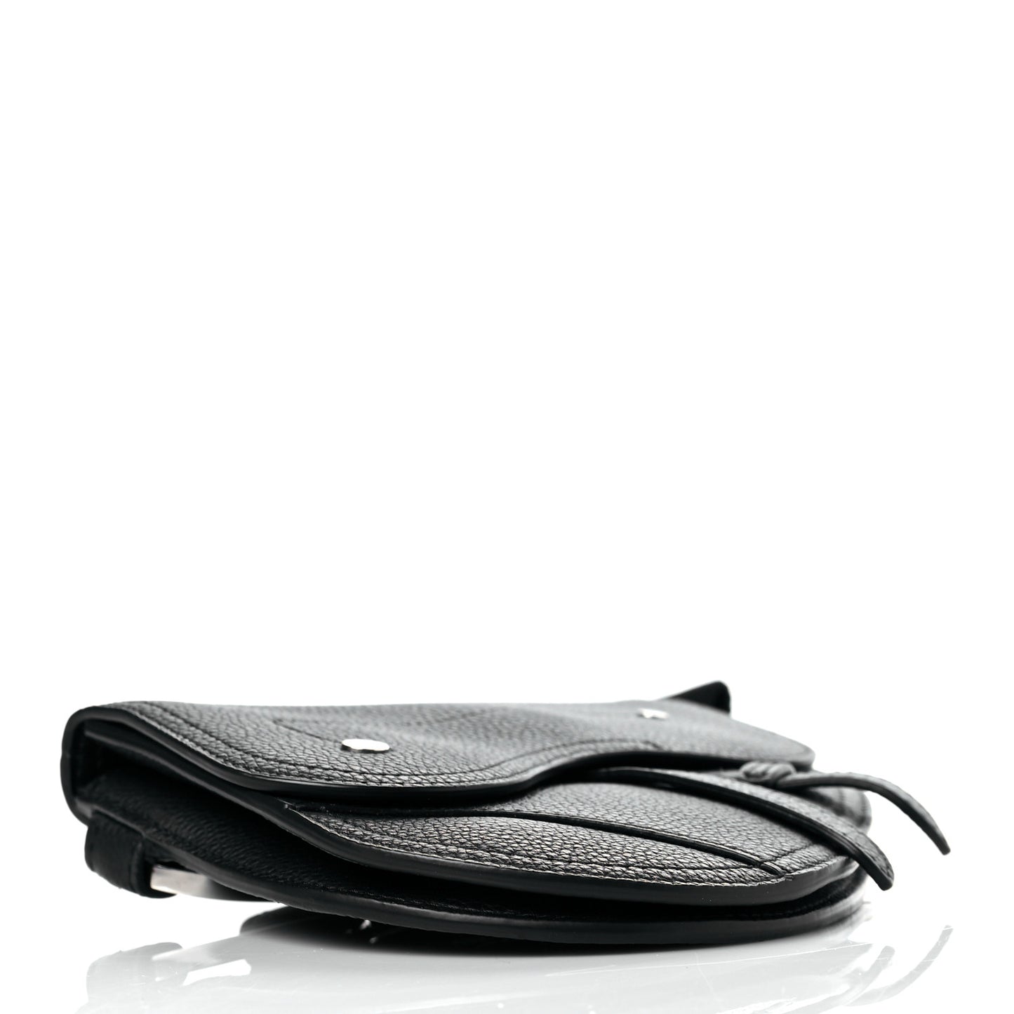 Grained Calfskin Saddle Pouch Belt Bag Black