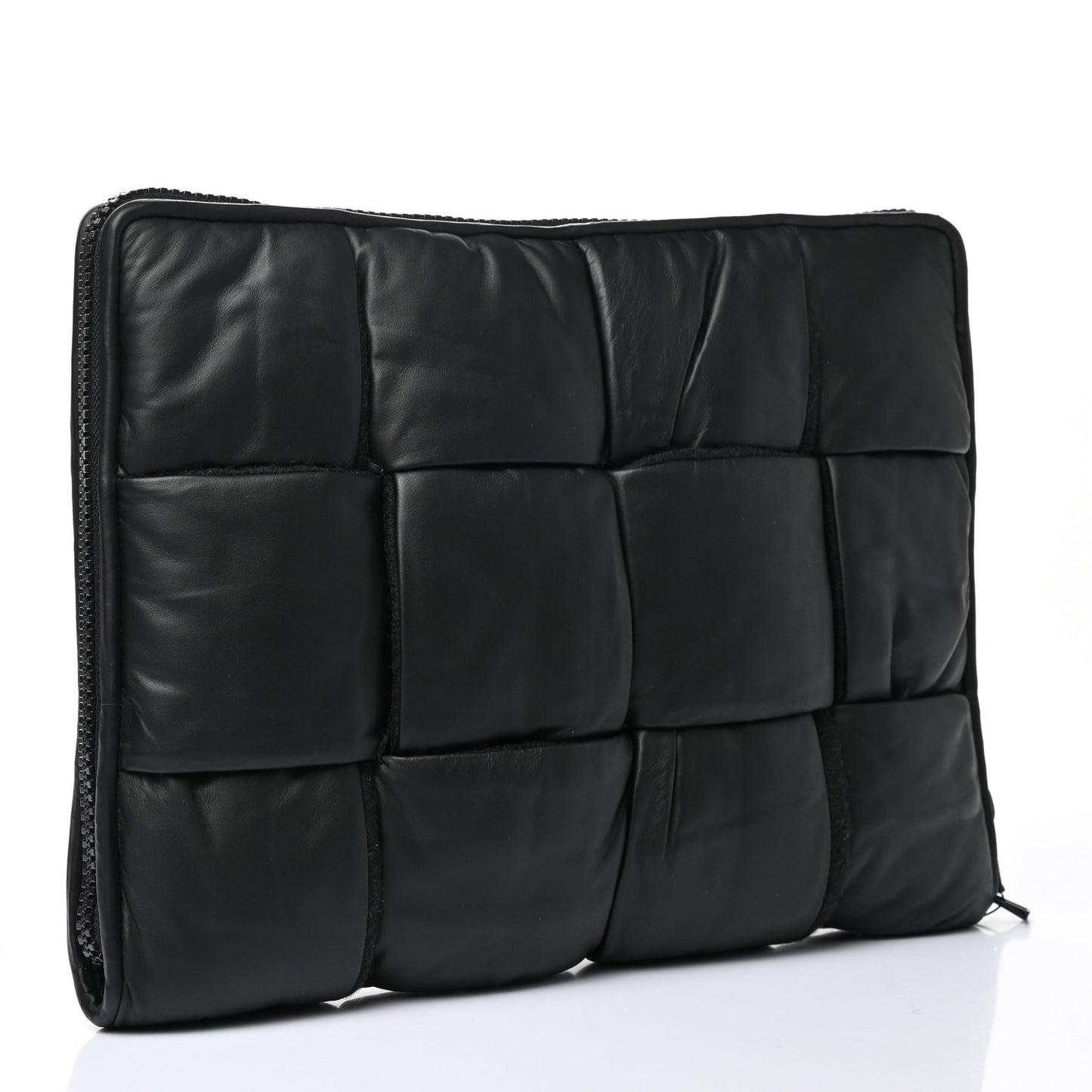 Calfskin Maxi Intrecciato Puffy Laptop Pouch Black