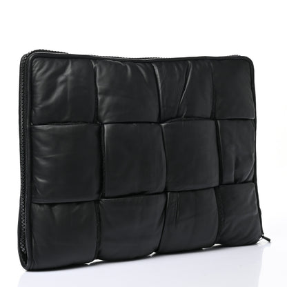 Bottega Veneta Calfskin Maxi Intrecciato Puffy Laptop Pouch Black 3 of 10