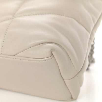 Saint Laurent Lambskin Quilted Small Loulou Puffer Monogram Chain Satchel Blanc Vintage 10 of 13