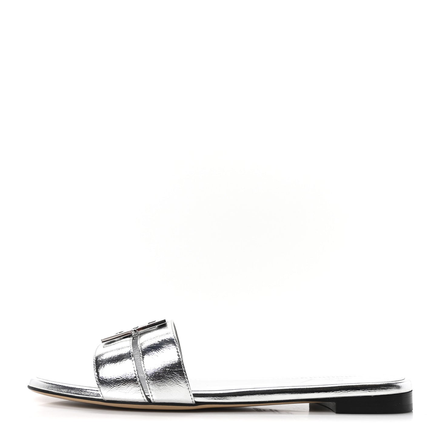 Nappa Laminata FFold Flat Slide Sandals 40.5 Argento