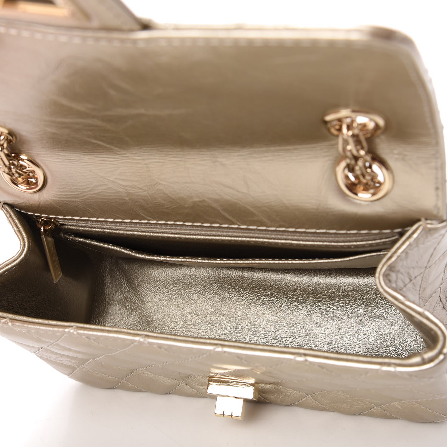 Chanel Metallic Aged Calfskin Quilted 2.55 Reissue Mini Flap Light Gold 5 of 10