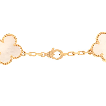 Van Cleef & Arpels 18K Yellow Gold Mother of Pearl 10 Motifs Vintage Alhambra Necklace 4 of 4