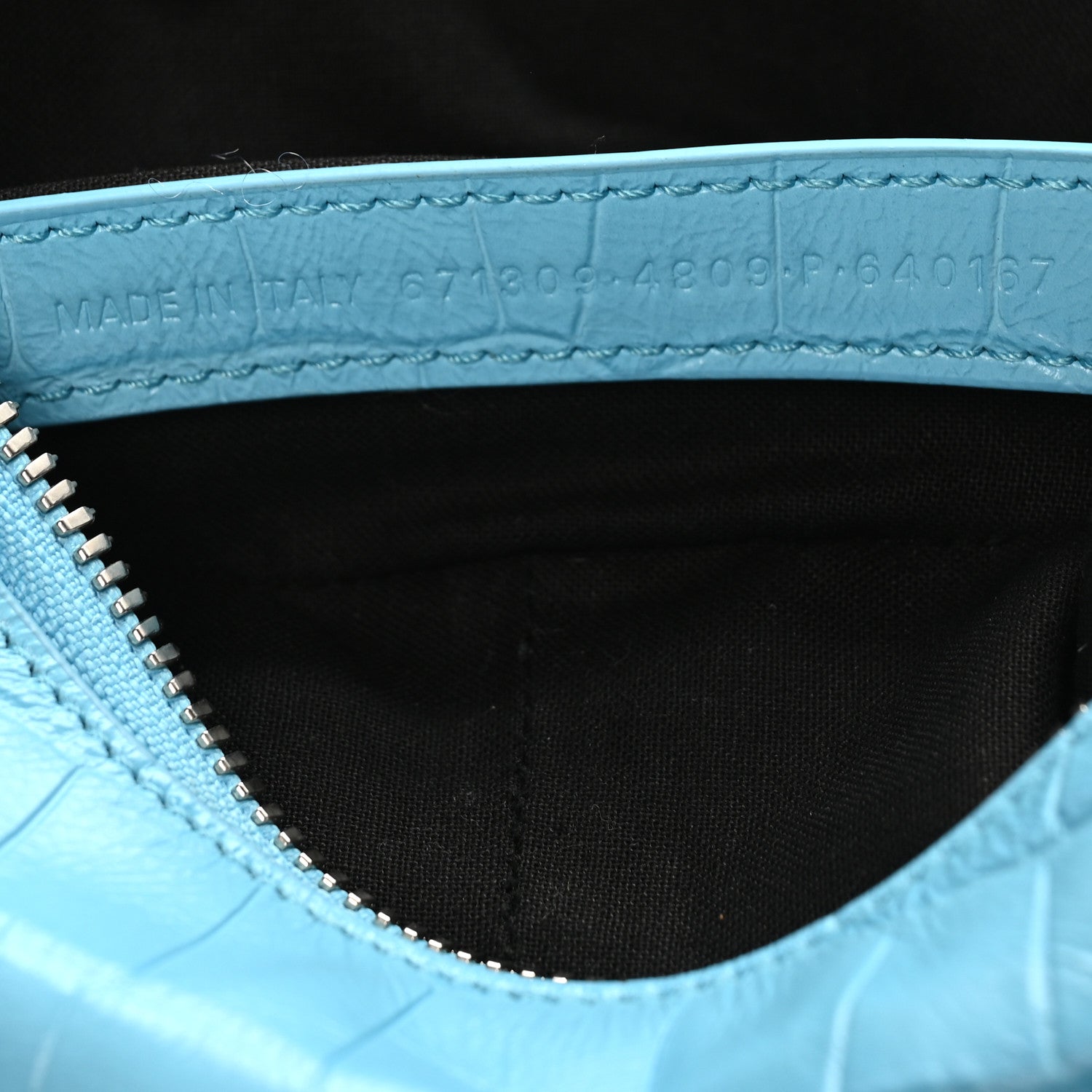Balenciaga Extra Supple Calfskin Crocodile Embossed Le Cagole Shoulder Bag XS Sky Blue 8 of 11