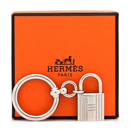 Hermes Palladium Mini Loop Charms Cadenas Scarf Ring Silver 5 of 5