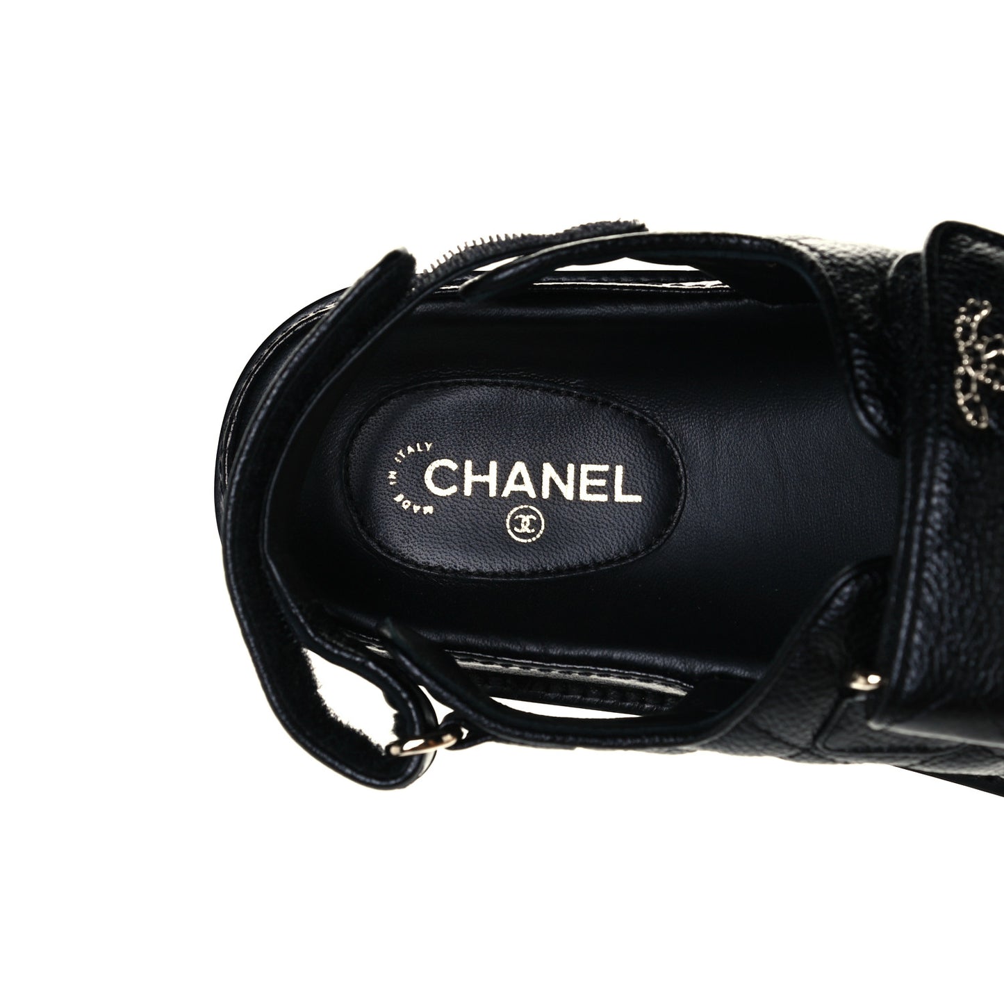 Grained Calfskin Velcro Dad Sandals 39 Black