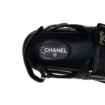 Chanel Grained Calfskin Velcro Dad Sandals 39 Black 8 of 10