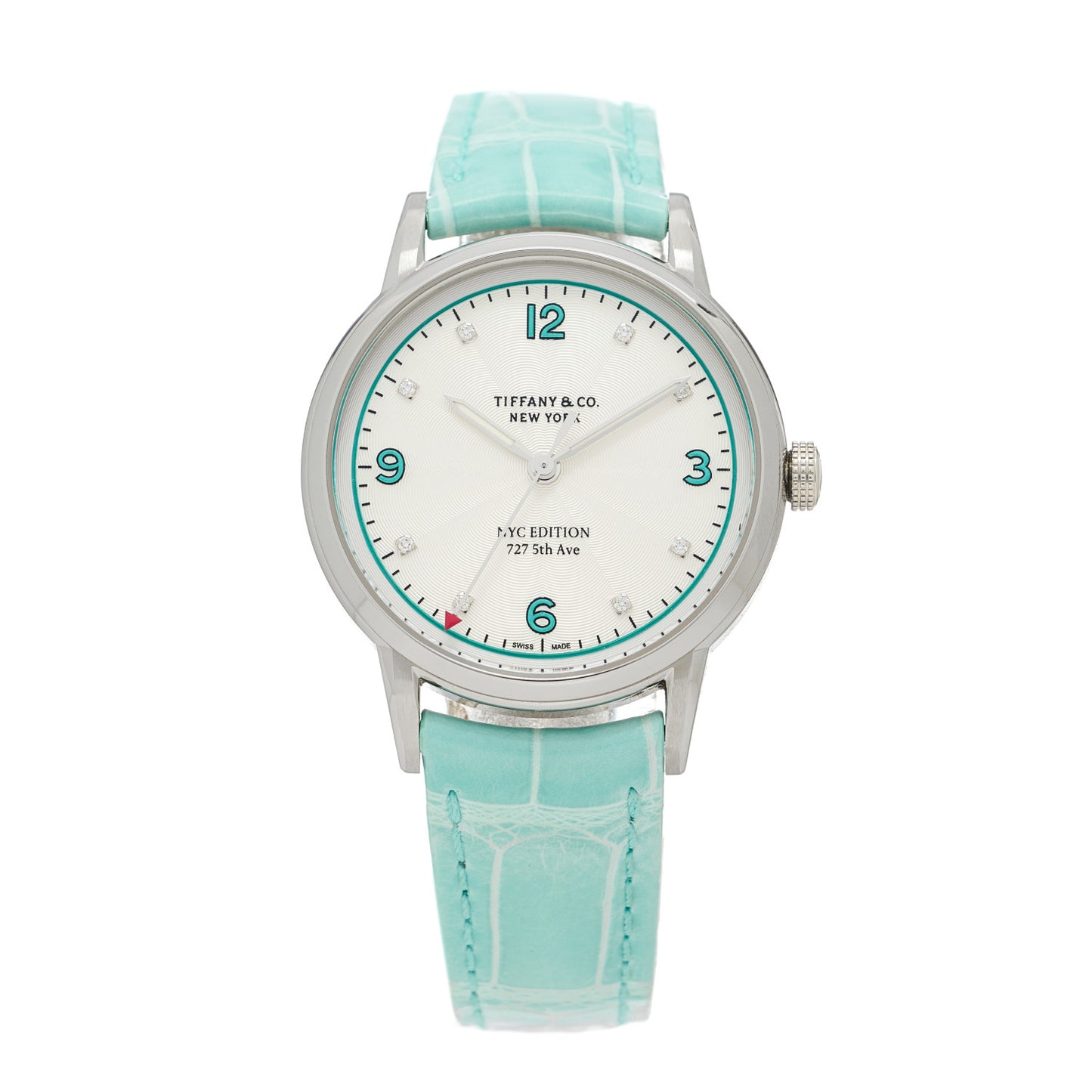 Stainless Steel Alligator Diamond 34mm CT60 3-Hand Automatic Watch White