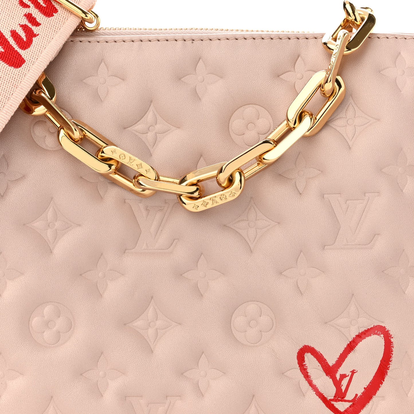 Lambskin Embossed Monogram Fall In Love Coussin PM Dragée Light Pink