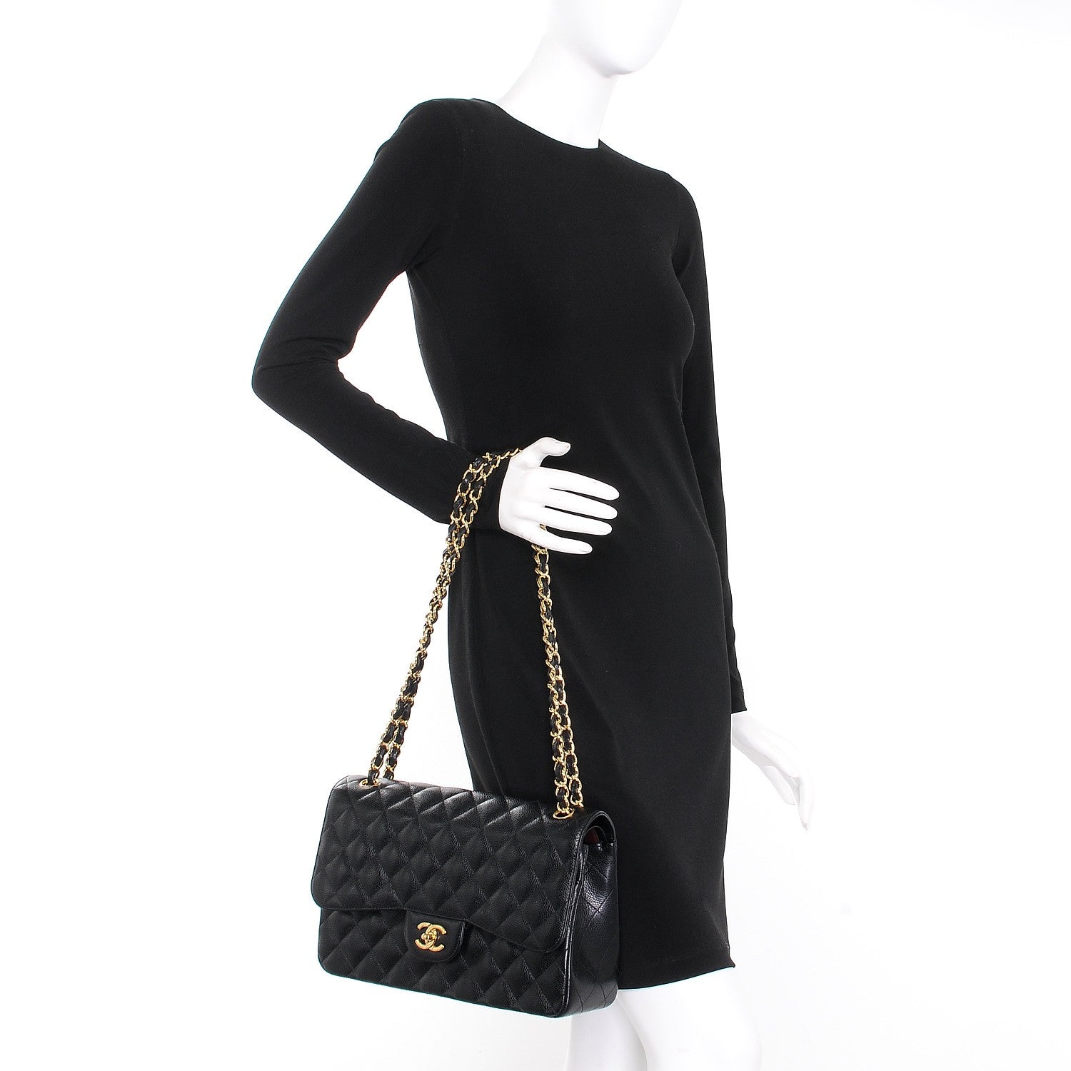 Chanel Caviar Quilted Jumbo Double Flap Black 2 of 8